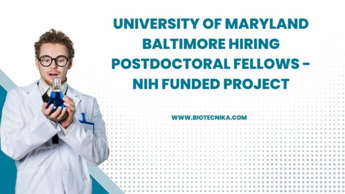 University of Maryland Baltimore Hiring Postdoctoral Fellows - NIH Funded Project