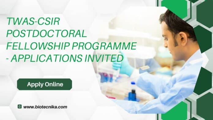 TWAS-CSIR Postdoctoral Fellowship Programme - Applications Invited