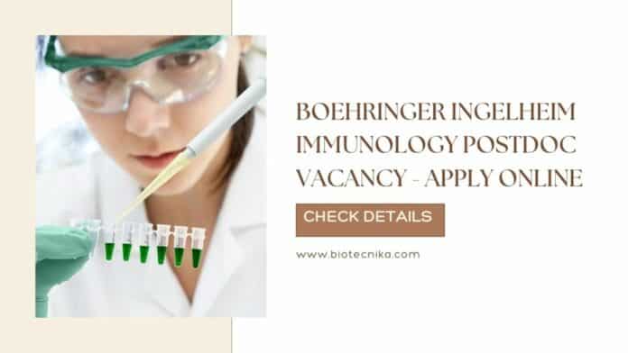 Boehringer Ingelheim Immunology Postdoc Vacancy - Apply Online