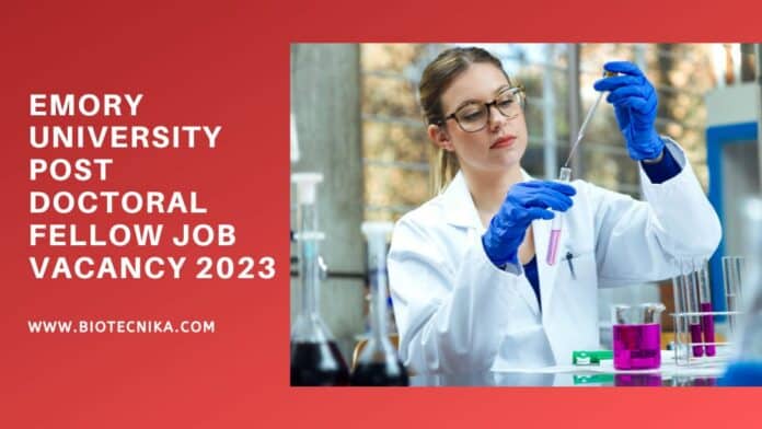 Emory University Post Doctoral Fellow Job Vacancy 2023