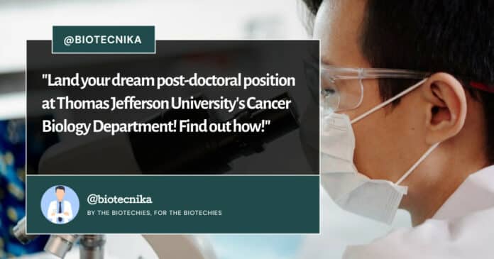 Cancer Biology Post Doctoral Jobs