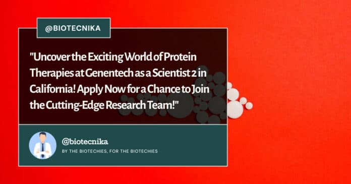 Genentech MSc Biophysics & Biochemistry Job Opening - Apply Online