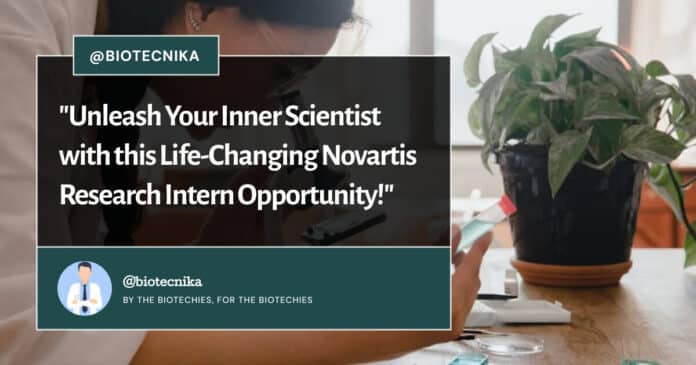 Research Scientist Intern at Novartis - MSc Biology, Mol Bio & Cell Biology Apply