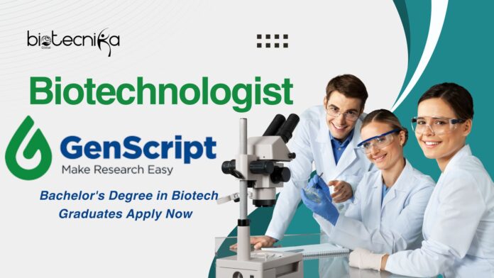 Biotechnologist Job at GenScript Singapore | Bachelor's Degree in Biotech Graduates Apply Now for Gene Lab Role