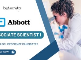 Abbott Associate Scientist Job for B.Sc Lifescience candidates!
