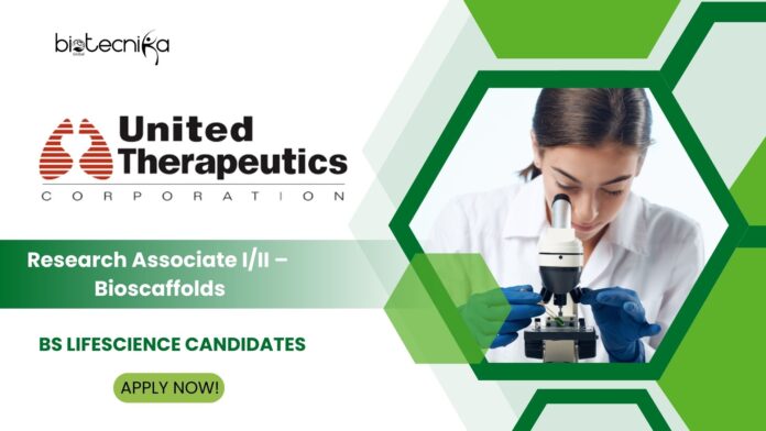 Research Associate Job at United Therapeutics for BS Lifescience!