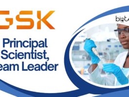 Principal Scientist, Team Leader - GSK, MSc Chemistry candidates can apply!