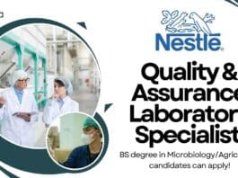 Quality & Assurance Laboratory Specialist at Nestle, BS degree in MicrobiologyAgriculture candidates can apply!
