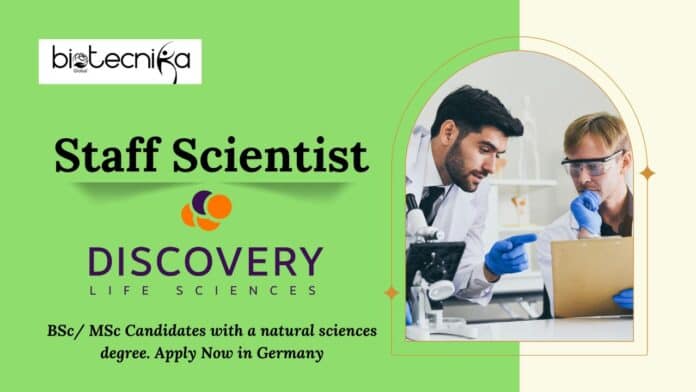 Staff Scientist Job – Discovery Life Sciences, BSc/ MSc Candidates with a natural sciences degree. Apply Now in Germany