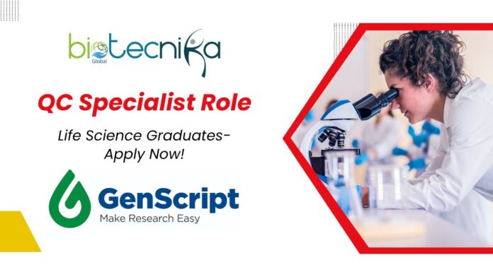 Latest BS Life Science Jobs at GenScript- Apply Now for QC Specialist Role