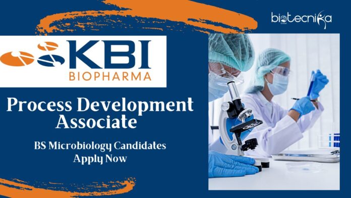 Process Development Associate Job at KBI Biopharma| BS Microbiology Candidates Apply Now