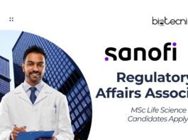 Sanofi Regulatory Affairs Associate Job – MSc Life Science Candidates Apply 