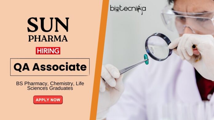 BS Life Science Job at Sun Pharma Apply Now for the QA Associate Position  (1)