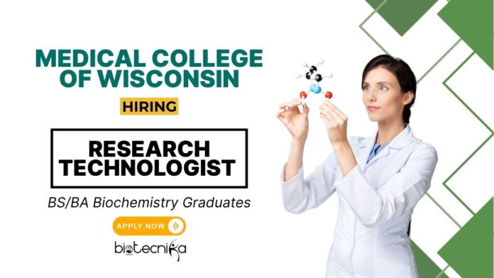 Research Technologist Position for Freshers  at MCW | BS Graduates Apply Online
