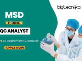Freshers BS Biochemistry Jobs at MSD Apply Now for the QC Analyst Role