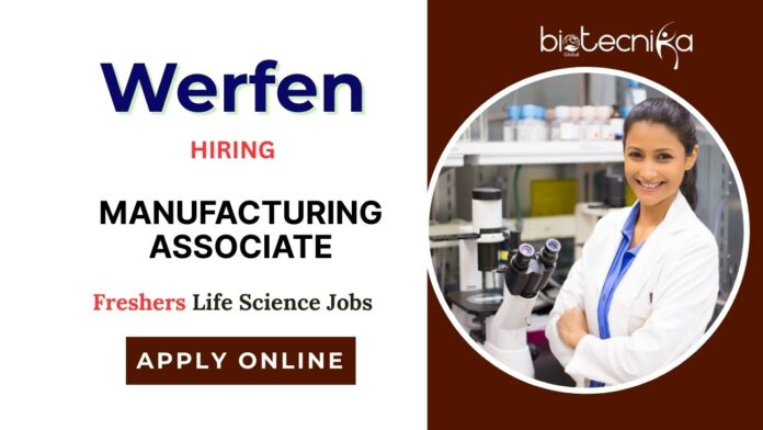 Freshers Life Science Jobs at Werfen North America | Apply Now for Manufacturing Associate Position