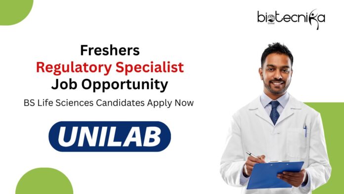 Freshers Regulatory Specialist Job Opportunity BS Life Sciences Candidates Apply Now
