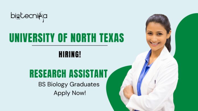 Research Assistant Roles at University of North Texas | BS Biology Graduates Apply Now