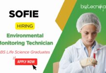 Freshers Job at Sofie | BS Life Science Graduates Apply for Environmental Monitoring Technician Role Freshers Job at Sofie | BS Life Science Graduates Apply