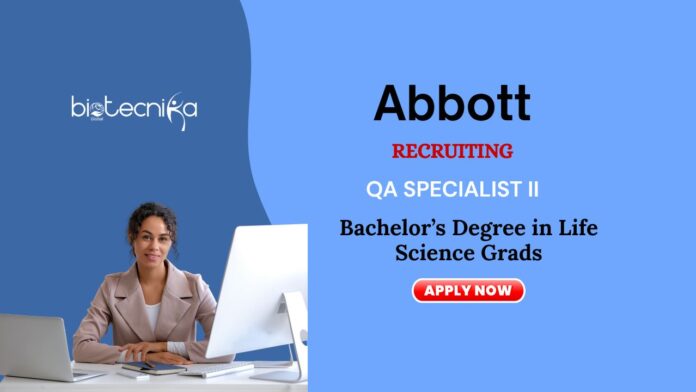 Job Opportunity for Freshers Life Science Graduates at Abbott | Apply for QA Specialist Role