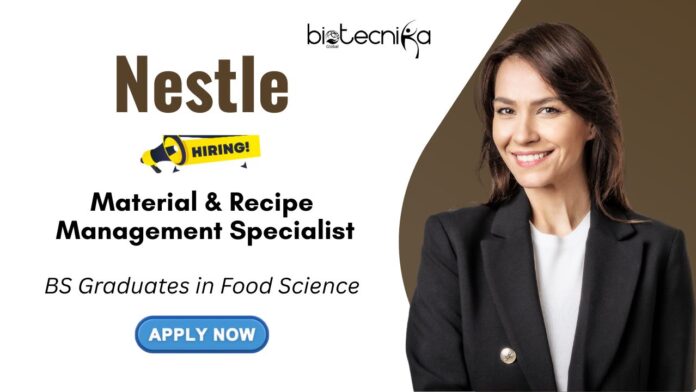 Nestlé Job Vacancy for Material & Recipe Management Specialist Role | BS Graduates Apply
