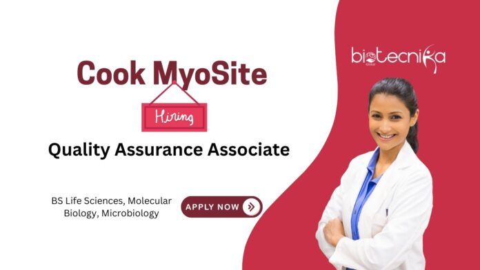 Cook MyoSite BS Life Sciences, Molecular Biology, Microbiology Quality Assurance Associate