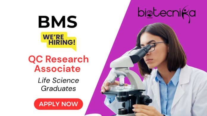 QC Research Associate Job | BS Life Science Graduates Apply
