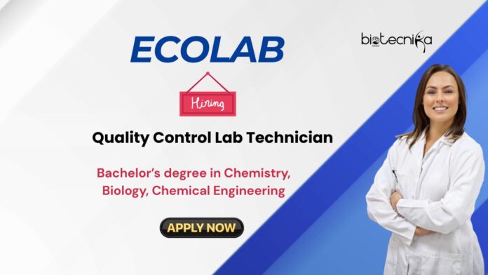 Quality Control Job at Ecolab for BS Graduates | Apply Now