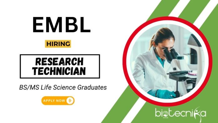 Research Technician Vacancy at EMBL Heidelberg Life Science Graduates Apply Now