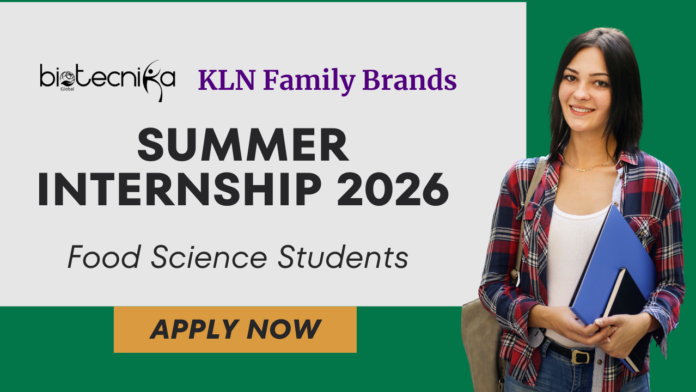 Summer Internship 2026 at KLN Family Brands - Food Science Students Apply Now