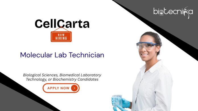 Molecular Lab Technician Opportunity at CellCarta. Biological Sciences or Biochemistry Candidates, Apply. Molecular lab jobs in Illinois.