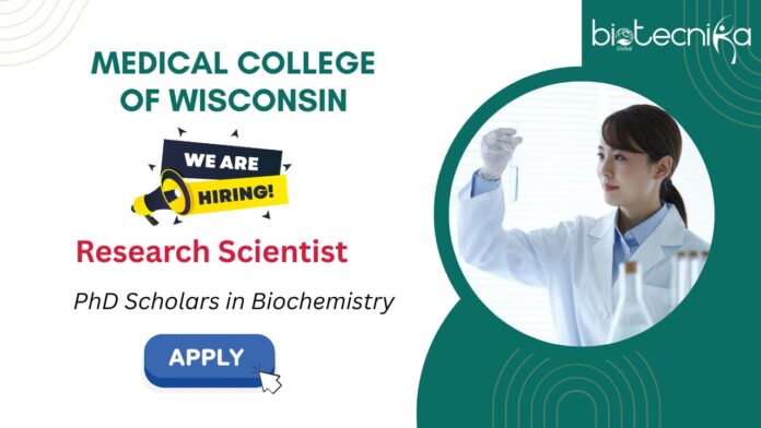 Freshers Research Scientist Position in Cancer Discovery Department at Medical College of Wisconsin | Apply- PhD Biochemistry Jobs