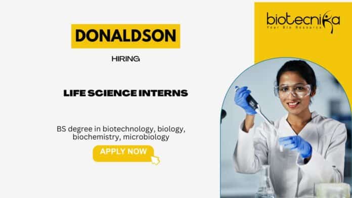 Internship Opportunity at Donaldson- Life Science Students Apply Now