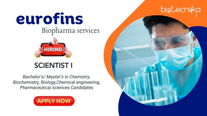 Life Science Job at Eurofins BPT Apply Now for Scientist I to elevate your Career in the Life Sciences Industry!