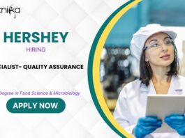 QA Jobs At Hershey- Apply Now For Specialist Position Food Science Jobs & Microbiology Jobs