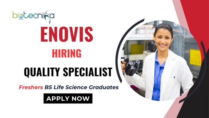 Quality Assurance Specialist Role at Enovis Freshers Life Science Job