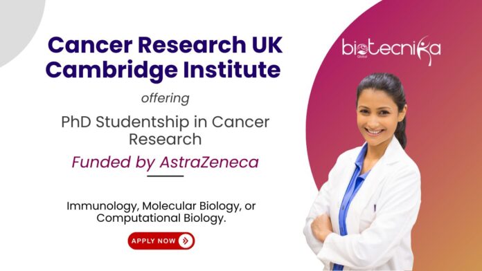 PhD Studentship in Cancer Research at CRUK CI. AstraZeneca-funded project in pancreatic cancer & immune-metabolic biology.