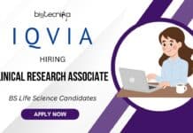 Apply for Clinical Research Jobs at IQVIA – BS Candidates Eligible A Golden Opportunity to start your career as Clinical Research Associate Apply for Clinical Research Jobs at IQVIA Careers!