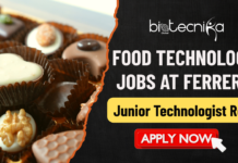 Food Technology Jobs at Ferrero | Apply For Junior Food Technologist Role Food Technology Jobs at Ferrero. Apply for Ferrero Junior Technologist food technology jobs in Illinois. Food Technology Careers In USA