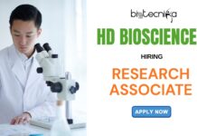 Latest Biology Jobs at HD Biosciences | Apply for Research Associate Role Latest Biology Jobs at HD Biosciences Apply for Research Associate Role in this Molecular Biology Job Now!