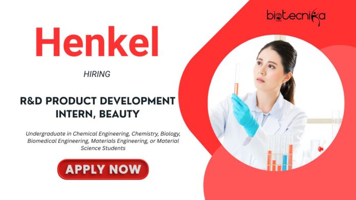 R&D Product Development Intern, Beauty – Summer 2026 Henkel Stamford, CT R&D Product Development Intern, Beauty – Summer 2026 Henkel Stamford, CT
