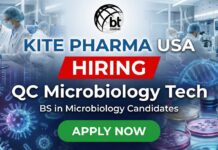 Microbiology Jobs at Kite Pharma USA | Apply for QC Microbiology Tech Role Technician performing QC microbiology testing in a GMP cleanroom at Kite Pharma.