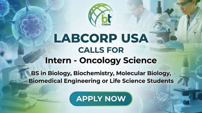 Labcorp 2026 Oncology Internship – Students collaborating in a molecular biology lab in Durham, NC