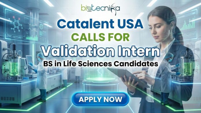 Validation Intern life science internship opportunity at Catalent Greenville North Carolina