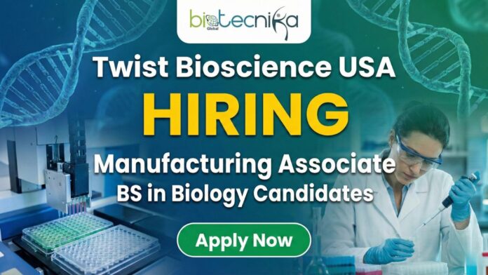 Manufacturing Associate Gene Production molecular biology job at Twist Bioscience laboratory