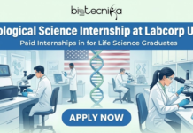 Biological Science Internship at Labcorp USA | Paid Internships in for Life Science Graduates Apply for a biological science internship at Labcorp. Explore paid internships in USA for life science graduates.