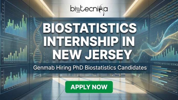 Biostatistics Internship in New Jersey. A wide, corporate-style featured image for a job posting titled 
