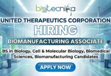 Fresher’s Job Alert: Life Science Jobs at United Therapeutics Corporation USA Biomanufacturing Associate I job at United Therapeutics Corporation – life science jobs in RTP NC