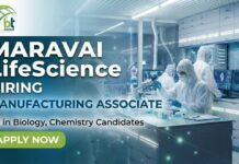 Life Science Jobs at Maravai LifeSciences USA | Apply for Manufacturing Associate Role Manufacturing Associate working in a laboratory at Maravai LifeSciences preparing reagents and materials.