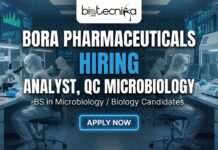 Quality Control Jobs at Bora Pharmaceuticals USA | Apply for QC Analyst, Microbiology Role QC Microbiology Analyst performing environmental monitoring in a pharmaceutical lab